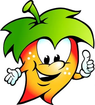 Hand-drawn vector illustration of an happy fuit vegetable food mascot Stock Illustration