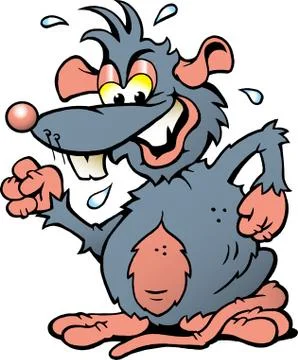 Hand-drawn vector illustration of an happy smiling rat Stock Illustration
