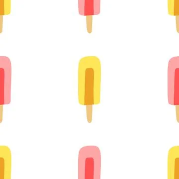 Hand drawn vector illustration of ice cream or frozen juice popsicle in bright Stock Illustration