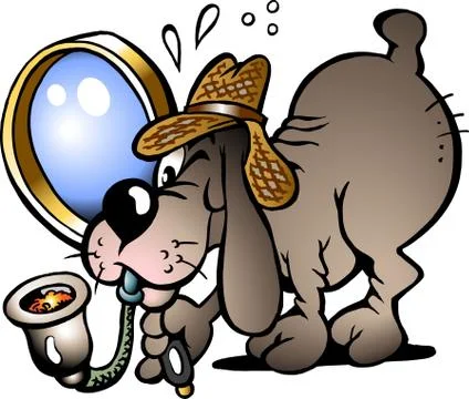Hand-drawn vector illustration of an inspector dog Stock Illustration
