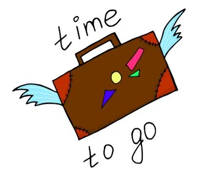 Hand drawn vector illustration - It's time to go. Fashionable suitcase Stock Illustration