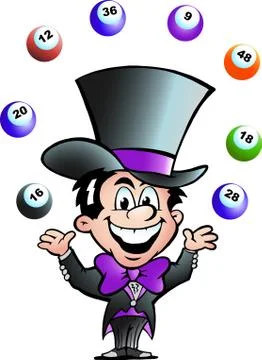 Hand-drawn vector illustration of an juggling bingo man Stock Illustration