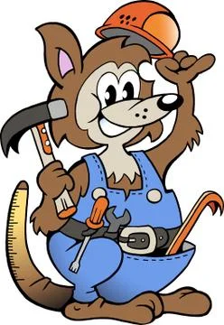 Hand-drawn vector illustration of an kangaroo handyman Stock Illustration