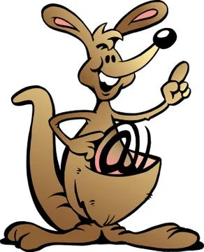 Hand-drawn vector illustration of an kangaroo with an internet sign Stock Illustration
