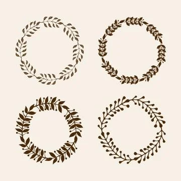 Hand drawn vector illustration - Laurels and wreaths Stock Illustration