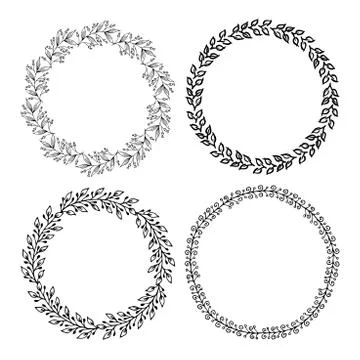 Hand drawn vector illustration - Laurels and wreaths Stock Illustration