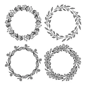 Hand drawn vector illustration - Laurels and wreaths Stock Illustration