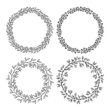 Hand drawn vector illustration - Laurels and wreaths Stock Illustration