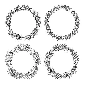 Hand drawn vector illustration - Laurels and wreaths Stock Illustration