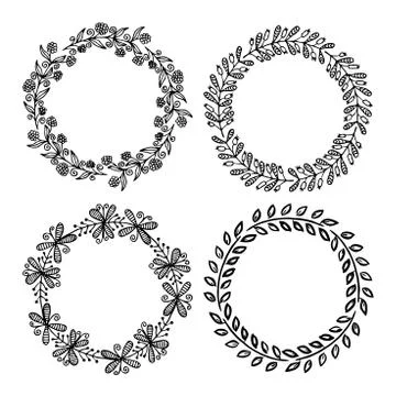 Hand drawn vector illustration - Laurels and wreaths. Stock Illustration
