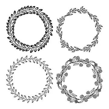 Hand drawn vector illustration - Laurels and wreaths. Stock Illustration