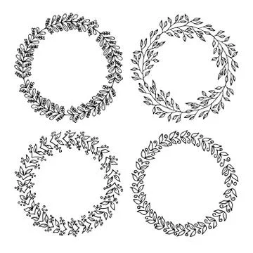Hand drawn vector illustration - Laurels and wreaths. Stock Illustration