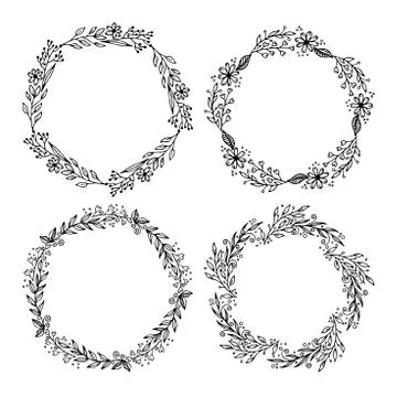 Hand drawn vector illustration - Laurels and wreaths. Stock Illustration