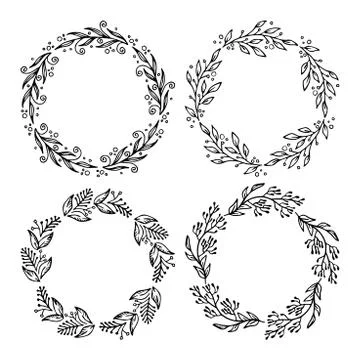 Hand drawn vector illustration - Laurels and wreaths. Stock Illustration