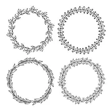Hand drawn vector illustration - Laurels and wreaths. Stock Illustration