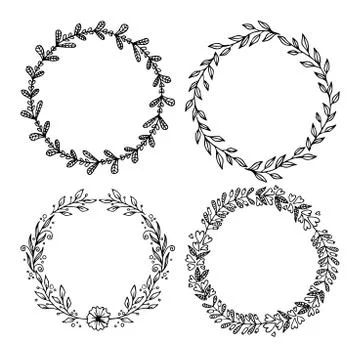 Hand drawn vector illustration - Laurels and wreaths. Stock Illustration