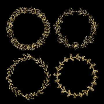 Hand drawn vector illustration - Laurels and wreaths. Stock Illustration