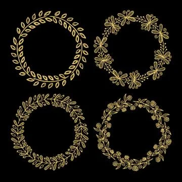 Hand drawn vector illustration - Laurels and wreaths. Stock Illustration