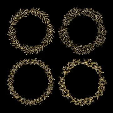 Hand drawn vector illustration - Laurels and wreaths. Stock Illustration