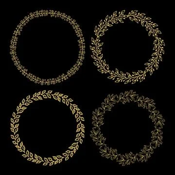 Hand drawn vector illustration - Laurels and wreaths. Stock Illustration