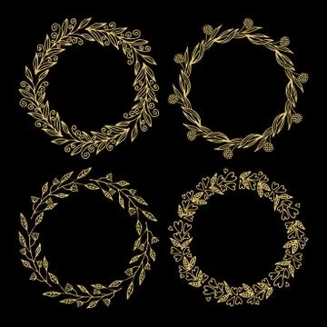 Hand drawn vector illustration - Laurels and wreaths. Stock Illustration