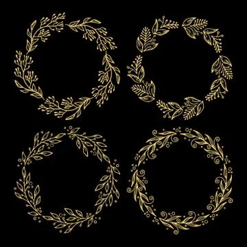 Hand drawn vector illustration - Laurels and wreaths. Stock Illustration