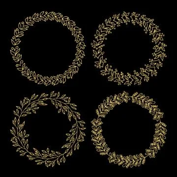 Hand drawn vector illustration - Laurels and wreaths. Stock Illustration