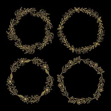 Hand drawn vector illustration - Laurels and wreaths. Stock Illustration