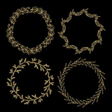 Hand drawn vector illustration - Laurels and wreaths. Stock Illustration