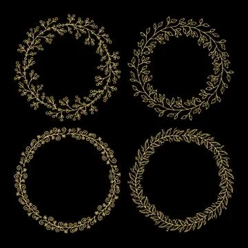 Hand drawn vector illustration - Laurels and wreaths. Stock Illustration