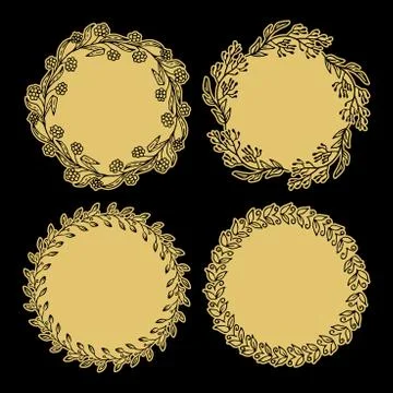 Hand drawn vector illustration - Laurels and wreaths. Stock Illustration