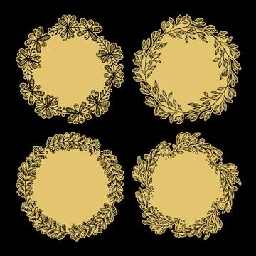 Hand drawn vector illustration - Laurels and wreaths. Stock Illustration
