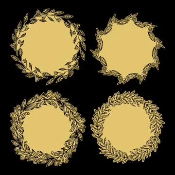 Hand drawn vector illustration - Laurels and wreaths. Stock Illustration