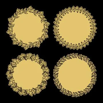 Hand drawn vector illustration - Laurels and wreaths. Stock Illustration