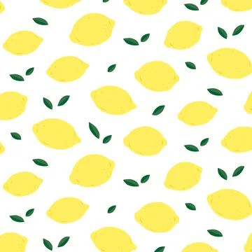 Hand drawn vector illustration of lemon and leaf pattern Illustrazione stock