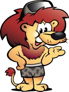 Hand-drawn vector illustration of an lion king Stock Illustration