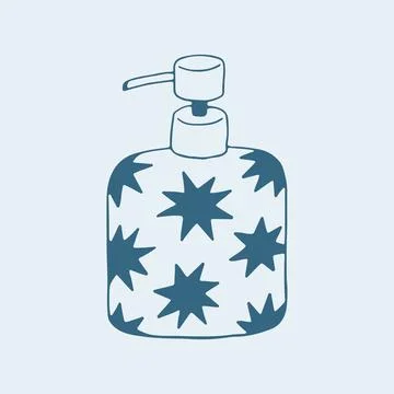 Hand drawn vector illustration of a liquid soap dispenser with a star pattern イラスト素材