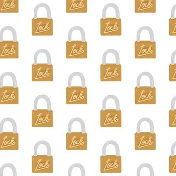 Hand drawn vector illustration of lock pattern in cartoon style. Stock Illustration