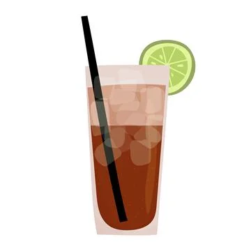 Hand drawn vector illustration of long island iced tea or cuba libre alcoholic Stock Illustration