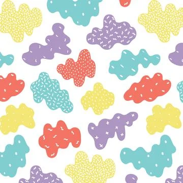 Hand drawn vector illustration of memphis pattern in colorful. 스톡 일러스트