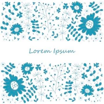 Hand drawn vector illustration. Monochrome Floral theme. Herbs, plants flower Stock Illustration