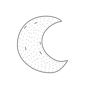 Hand drawn vector illustration of a Moon in doodle style. Cute illustration o Stock Illustration
