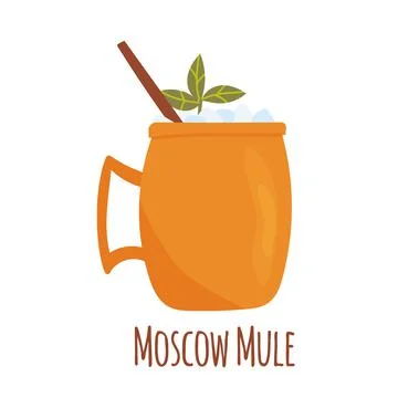 Hand drawn vector illustration of Moscow Mule cocktail. Isolated on white Stock Illustration