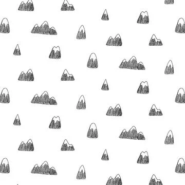 .Hand drawn vector illustration of mountain  in drawing style. Illustrazione stock