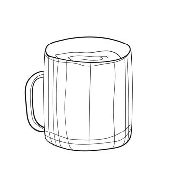 Hand-drawn vector illustration of mug. With black circuit without fill on white Stock Illustration