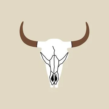 Hand drawn vector illustration of old western cow, buffalo or bull skull Illustrazione stock