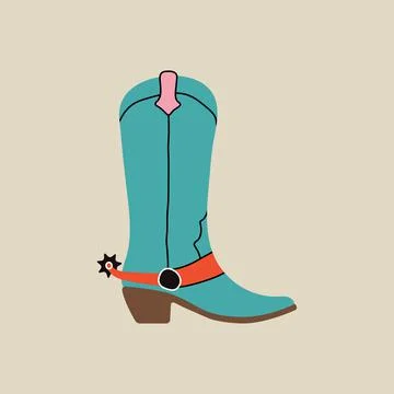 Hand drawn vector illustration of old western cowboy boot Stock Illustration