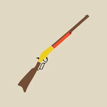 Hand drawn vector illustration of old western cowboy Winchester rifle Stock Illustration