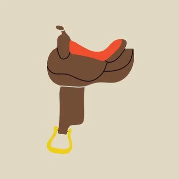 Hand drawn vector illustration of old western cowboy saddle Stock Illustration