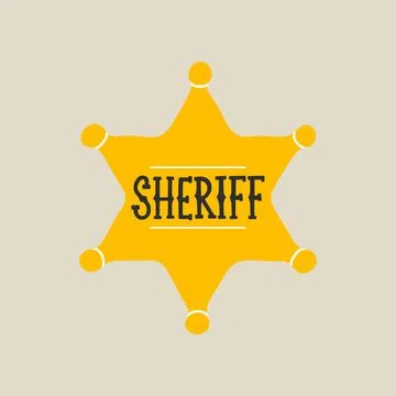 Hand drawn vector illustration of old western cowboy Sheriff star Stock Illustration